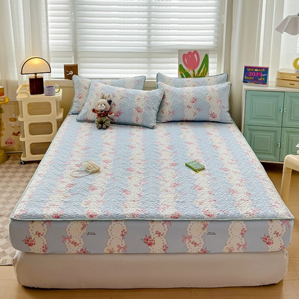 悦织湾家纺 2025新款小清新印花四季通用床笠非全棉学生宿舍床笠二三件套 甜雾予月