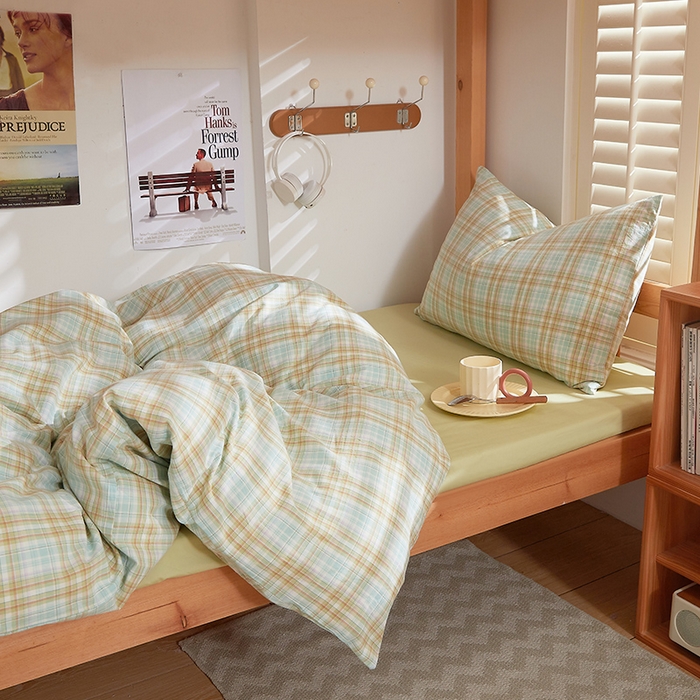 91家纺网 家纺一手货源 找家纺 DoDo 兜兜 2025新款全棉纯棉水洗棉学生三件套【可定做尺寸】    曼达-绿