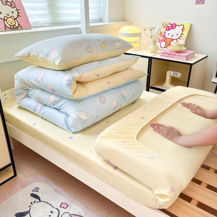 91家纺网 家纺一手货源 找家纺 暮思家居 2025新款三丽鸥授权全棉少女印花系列学生宿舍三件套四件套 云朵大耳狗