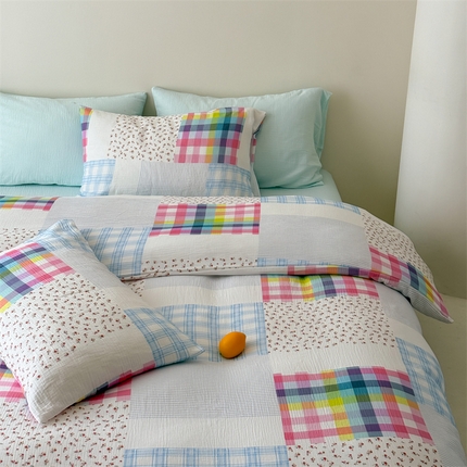 山舍家居 2025新款母婴级全棉双层皱皱纱四件套 柏林花事