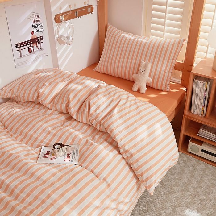 91家纺网 家纺一手货源 找家纺 DoDo 兜兜 2025新款全棉纯棉水洗棉学生三件套【可定做尺寸】    北辰-桔