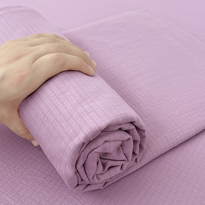 91家纺网 家纺一手货源 找家纺 卡迪熊家纺2025新款木m双层纱床单 香芋紫