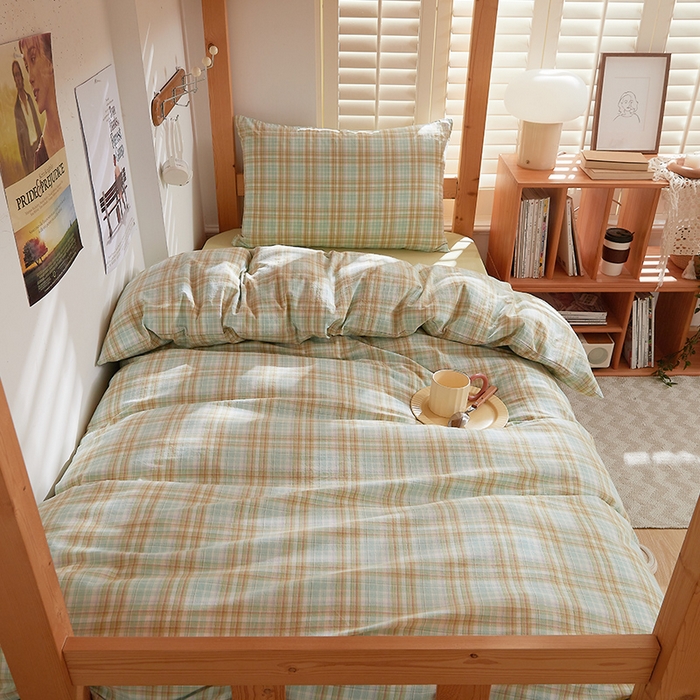 91家纺网 家纺一手货源 找家纺 DoDo 兜兜 2025新款全棉纯棉水洗棉学生三件套【可定做尺寸】    曼达-绿