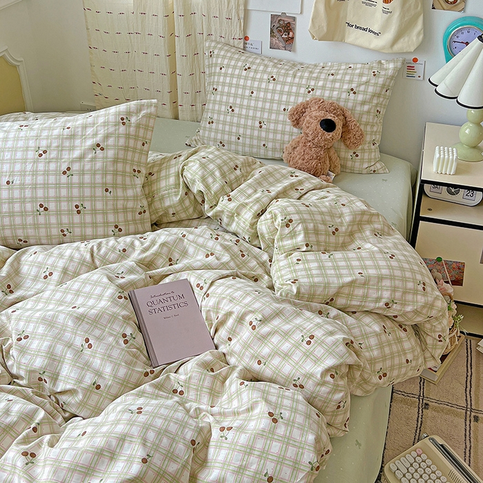 91家纺网 家纺一手货源 找家纺 耀悦家纺 2025新款13070全棉印花四件套 阡陌樱桃