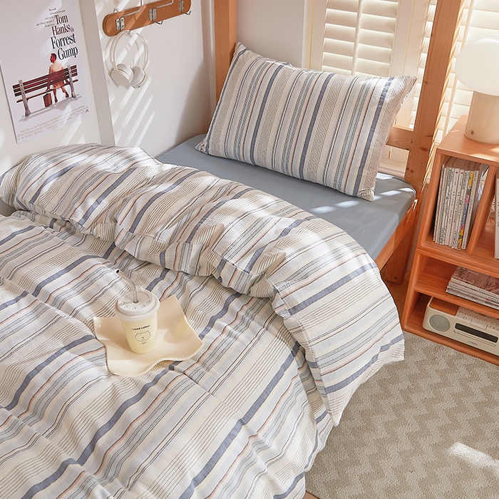 91家纺网 家纺一手货源 找家纺 DoDo 兜兜 2025新款全棉纯棉水洗棉学生三件套【可定做尺寸】    米拉-蓝