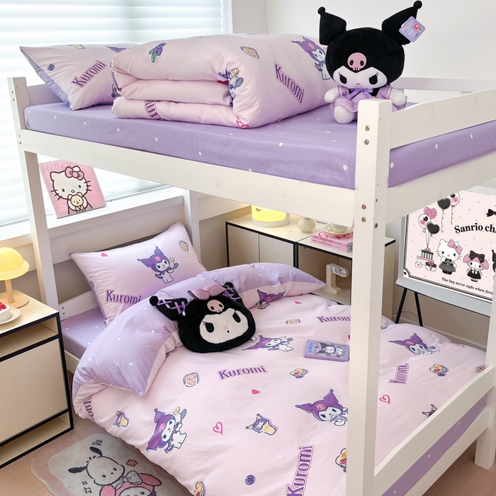 91家纺网 家纺一手货源 找家纺 （总）暮思家居 2025新款三丽鸥授权全棉少女印花系列学生宿舍三件套四件套