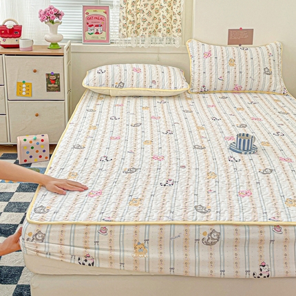 91家纺网 家纺一手货源 找家纺 （总）悦织湾家纺 2025新款小清新印花四季通用床笠非全棉学生宿舍床笠二三件套