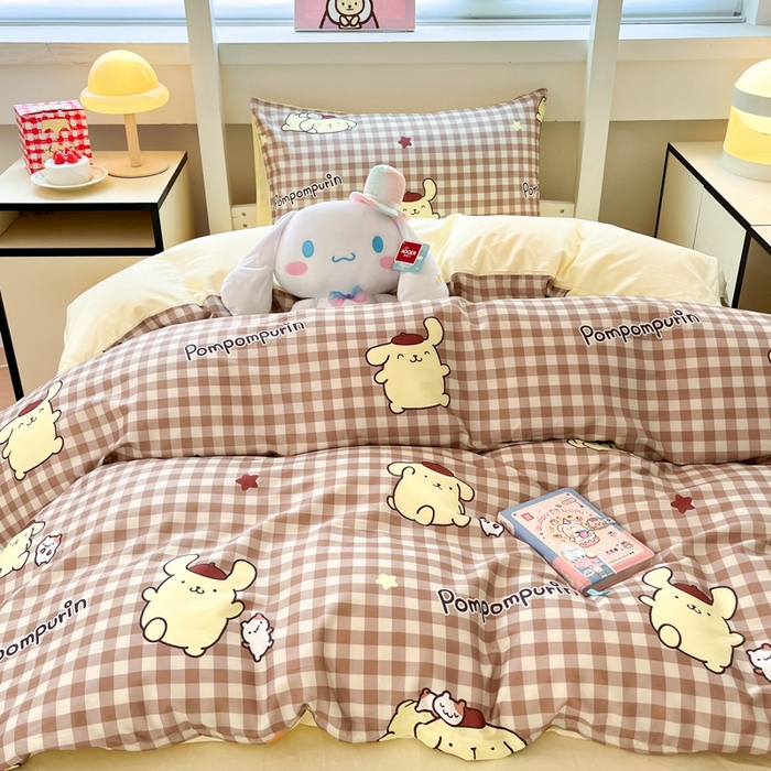 91家纺网 家纺一手货源 找家纺 暮思家居 2025新款三丽鸥授权全棉少女印花系列学生宿舍三件套四件套 可可布丁狗