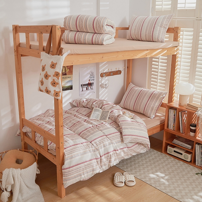 91家纺网 家纺一手货源 找家纺 DoDo 兜兜 2025新款全棉纯棉水洗棉学生三件套【可定做尺寸】    米拉-棕