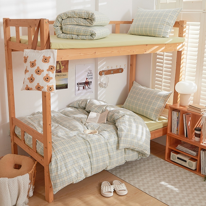 91家纺网 家纺一手货源 找家纺 DoDo 兜兜 2025新款全棉纯棉水洗棉学生三件套【可定做尺寸】    星空-绿