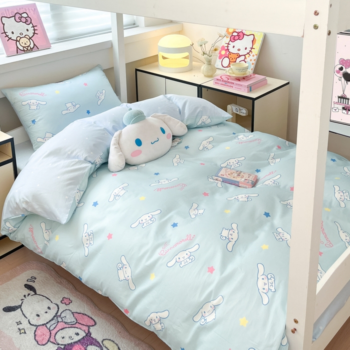 91家纺网 家纺一手货源 找家纺 暮思家居 2025新款三丽鸥授权全棉少女印花系列学生宿舍三件套四件套 星星玉桂狗