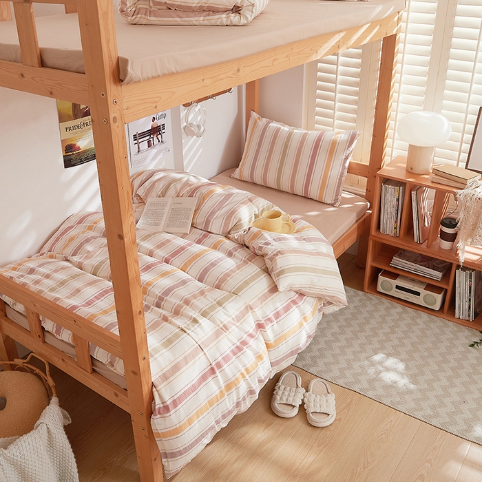 91家纺网 家纺一手货源 找家纺 DoDo 兜兜 2025新款全棉纯棉水洗棉学生三件套【可定做尺寸】    里威-深咖