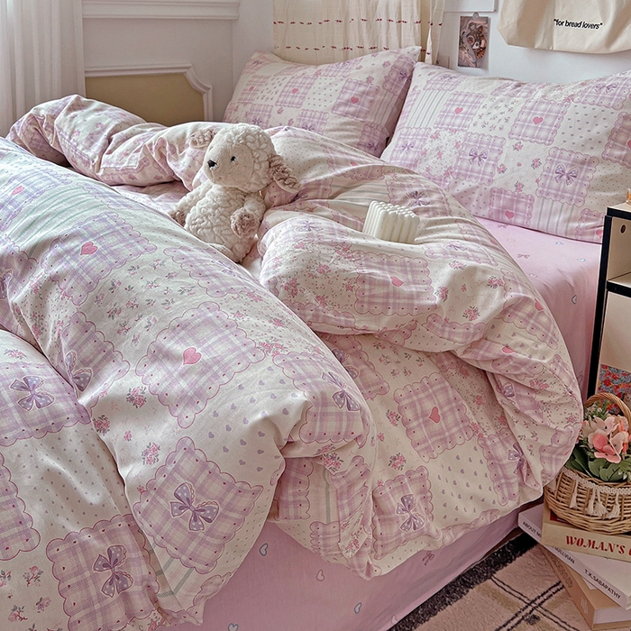 91家纺网 家纺一手货源 找家纺 耀悦家纺 2025新款13070全棉印花四件套 初恋