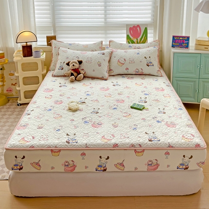 91家纺网 家纺一手货源 找家纺 （总）悦织湾家纺 2025新款小清新印花四季通用床笠非全棉学生宿舍床笠二三件套