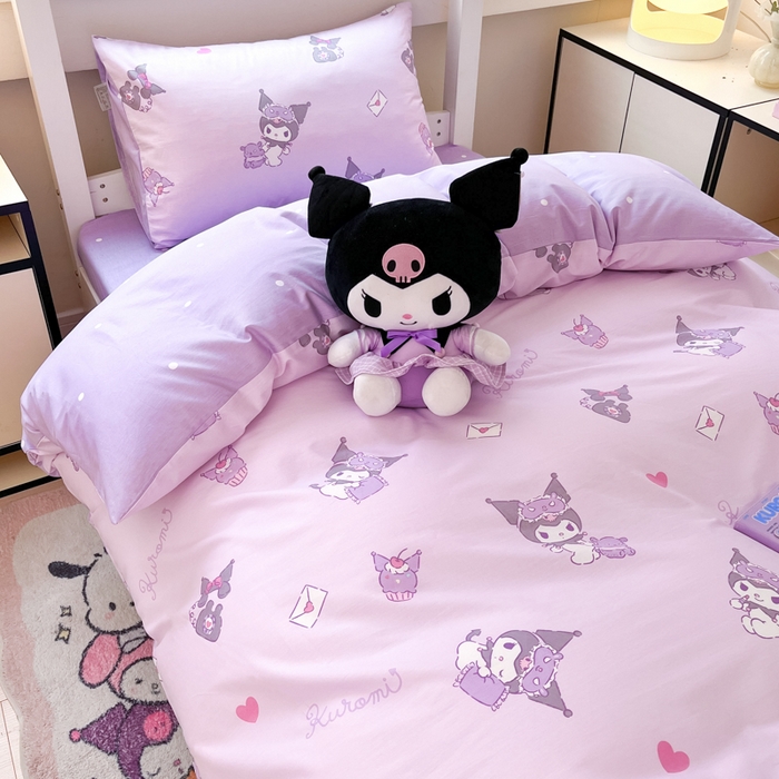 91家纺网 家纺一手货源 找家纺 暮思家居 2025新款三丽鸥授权全棉少女印花系列学生宿舍三件套四件套 库洛米宝贝