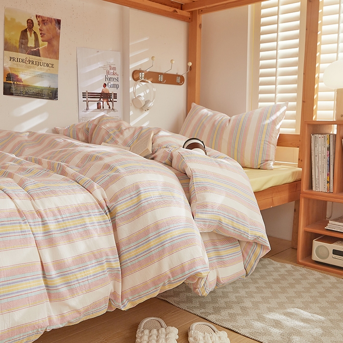 91家纺网 家纺一手货源 找家纺 DoDo 兜兜 2025新款全棉纯棉水洗棉学生三件套【可定做尺寸】    伊娃-黄蓝