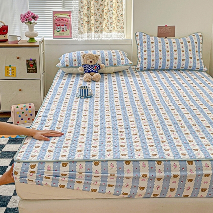 91家纺网 家纺一手货源 找家纺 （总）悦织湾家纺 2025新款小清新印花四季通用床笠非全棉学生宿舍床笠二三件套