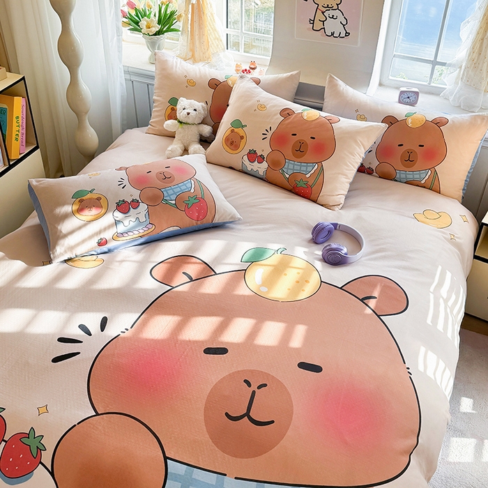 91家纺网 家纺一手货源 找家纺 馨语家居 2025新款全棉双层纱四件套 幸运巴拉