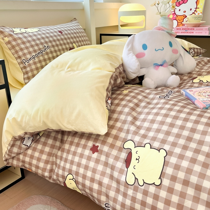 91家纺网 家纺一手货源 找家纺 暮思家居 2025新款三丽鸥授权全棉少女印花系列学生宿舍三件套四件套 可可布丁狗