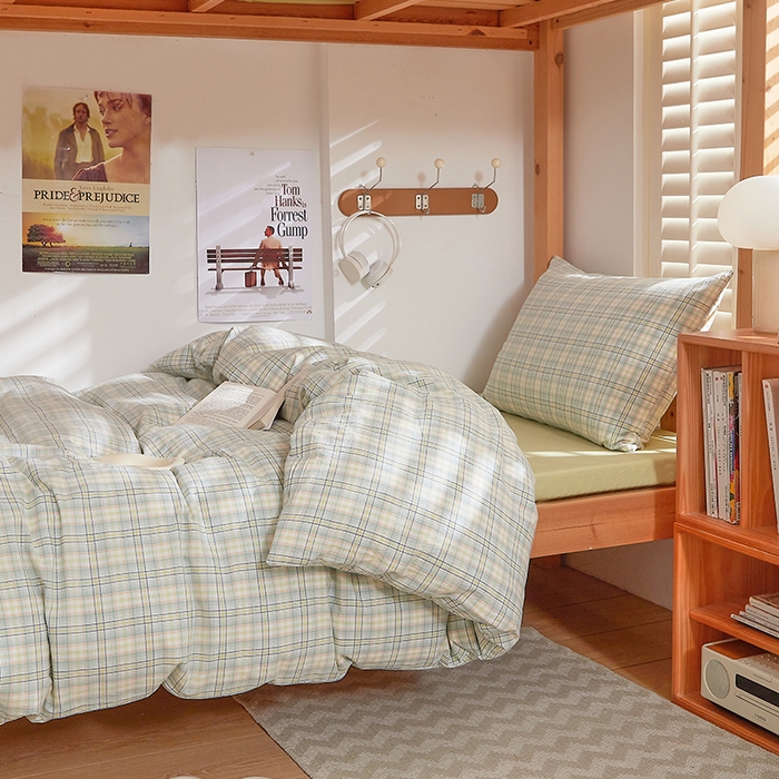 91家纺网 家纺一手货源 找家纺 DoDo 兜兜 2025新款全棉纯棉水洗棉学生三件套【可定做尺寸】    星空-绿