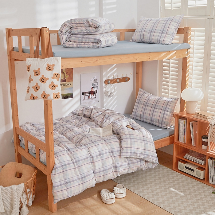 91家纺网 家纺一手货源 找家纺 DoDo 兜兜 2025新款全棉纯棉水洗棉学生三件套【可定做尺寸】    森沐-蓝