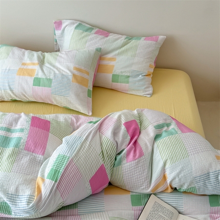 91家纺网 家纺一手货源 找家纺 （总）山舍家居 2025新款母婴级全棉双层皱皱纱四件套