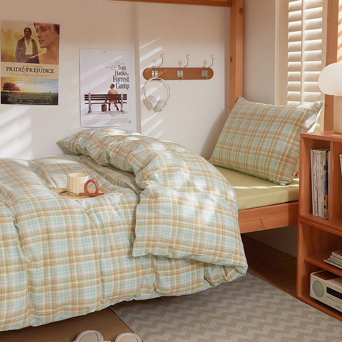 91家纺网 家纺一手货源 找家纺 DoDo 兜兜 2025新款全棉纯棉水洗棉学生三件套【可定做尺寸】    曼达-绿