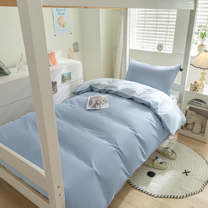 91家纺网 家纺一手货源 找家纺 （总）涵宸家纺 2025新款全棉拼色纯色宿舍套件-米兰