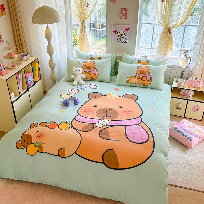 91家纺网 家纺一手货源 找家纺 馨语家居 2025新款全棉双层纱四件套 美食巴拉