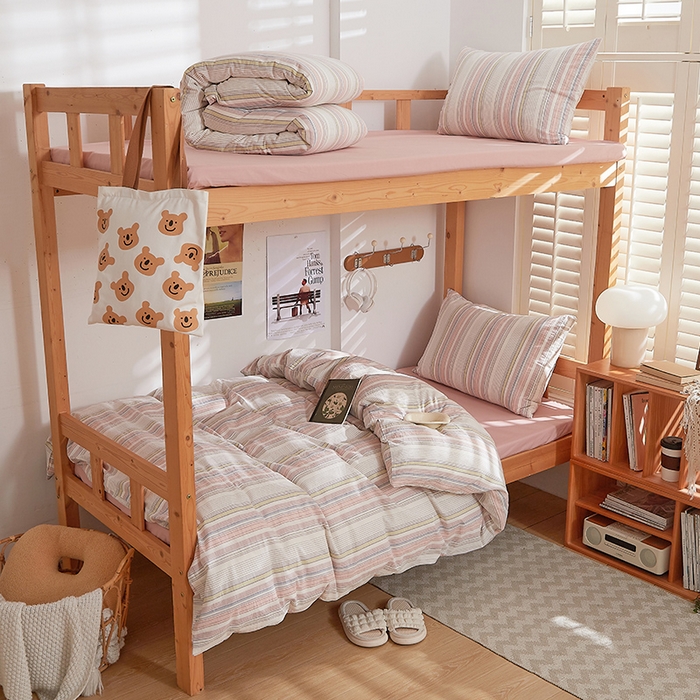 91家纺网 家纺一手货源 找家纺 DoDo 兜兜 2025新款全棉纯棉水洗棉学生三件套【可定做尺寸】    米拉-粉