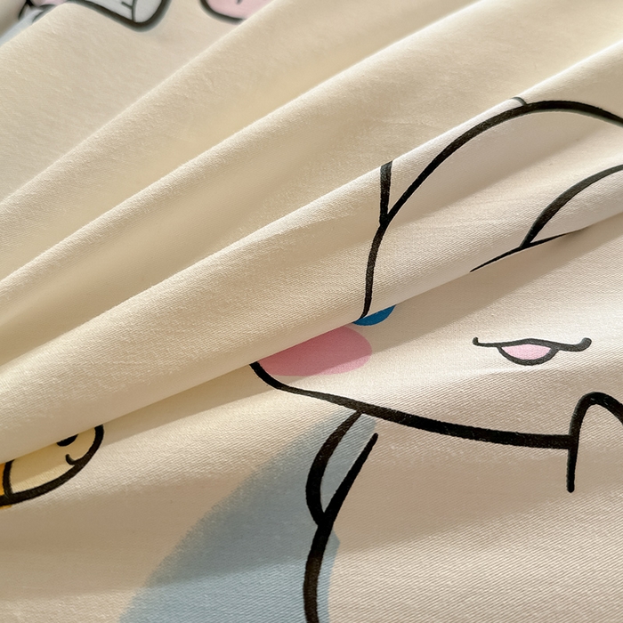 91家纺网 家纺一手货源 找家纺 蓝邻家纺 2025年新款三丽鸥正版授权全棉印花四件套系列-大床图 玉桂狗