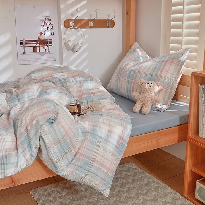 91家纺网 家纺一手货源 找家纺 DoDo 兜兜 2025新款全棉纯棉水洗棉学生三件套【可定做尺寸】    森沐-绿