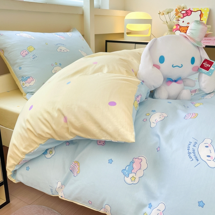 91家纺网 家纺一手货源 找家纺 暮思家居 2025新款三丽鸥授权全棉少女印花系列学生宿舍三件套四件套 云朵大耳狗