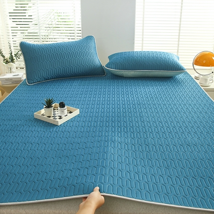 天之悦家纺 2025新品记忆棉凉席三件套0.4cm家用学生宿舍凉席套件 蓝色