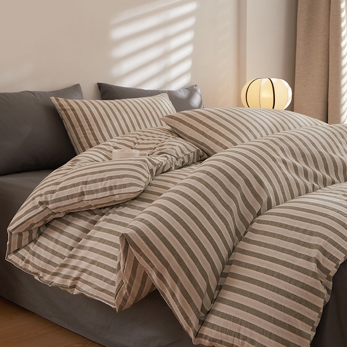 91家纺网 家纺一手货源 找家纺 DoDo 兜兜 2025新款全棉纯棉水洗棉四件套【可定做尺寸】 北辰-灰