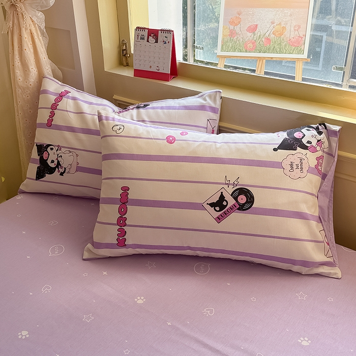 91家纺网 家纺一手货源 找家纺 蓝邻家纺 2025年新款三丽鸥正版授权全棉印花四件套系列-大床图 米酷-紫