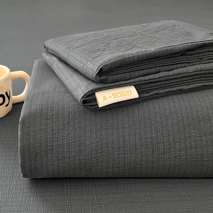 卡迪熊家纺2025新款木m双层纱床单 高级灰