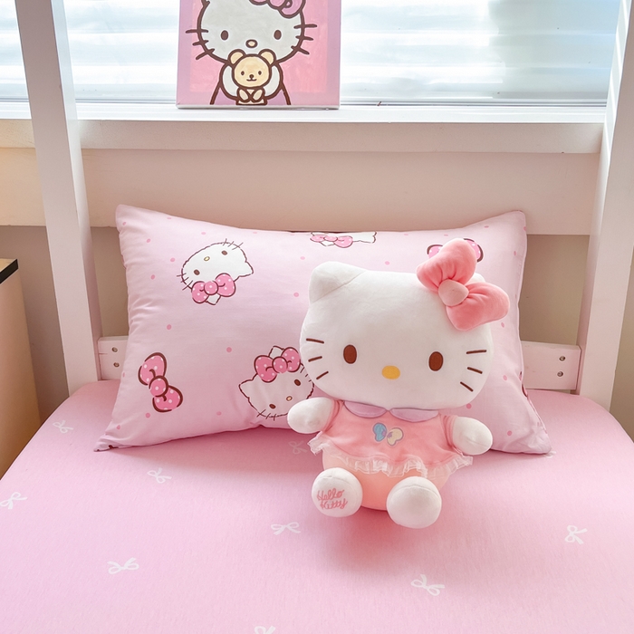 91家纺网 家纺一手货源 找家纺 暮思家居 2025新款三丽鸥授权全棉少女印花系列学生宿舍三件套四件套 可爱凯蒂