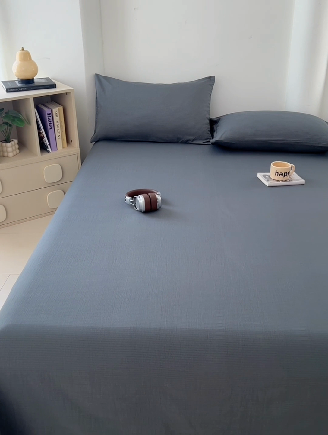 91家纺网 家纺一手货源 找家纺 卡迪熊家纺2025新款木m双层纱床单 高级灰