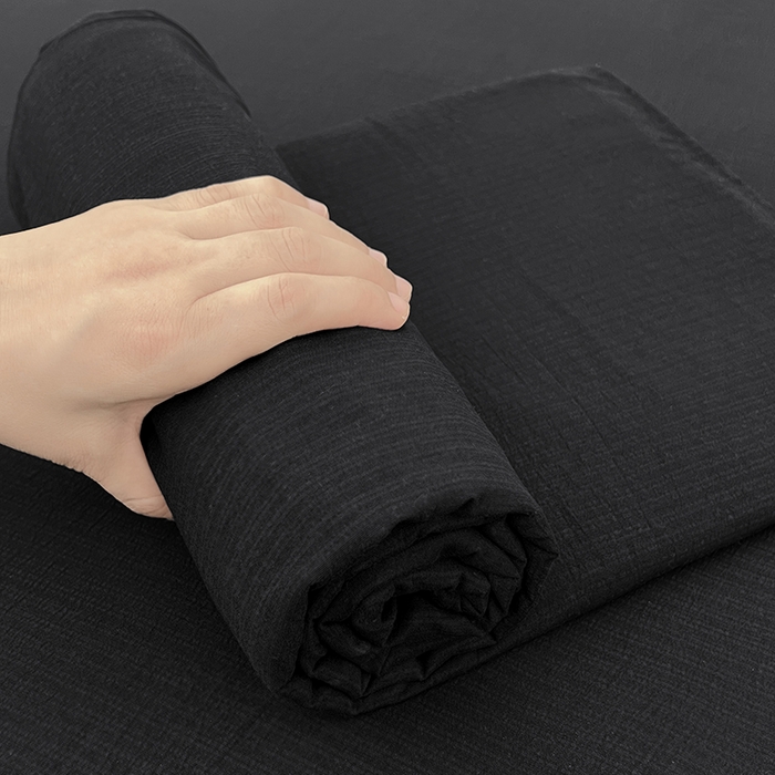 91家纺网 家纺一手货源 找家纺 卡迪熊家纺2025新款木m双层纱床单 星耀黑