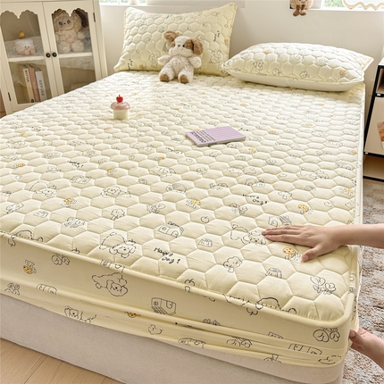 九亭家纺 2025新款A类全棉夹棉防水床笠 防水款-静谧小屋