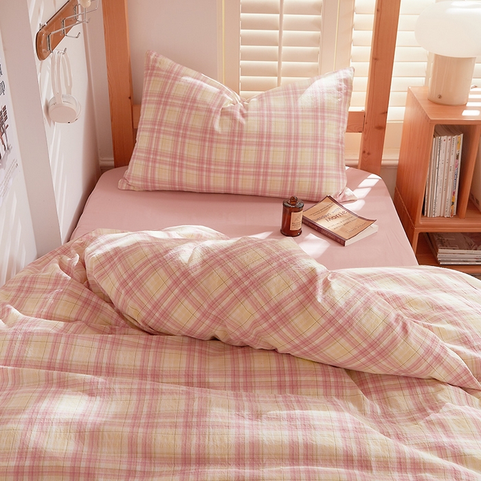 91家纺网 家纺一手货源 找家纺 DoDo 兜兜 2025新款全棉纯棉水洗棉学生三件套【可定做尺寸】    曼达-粉