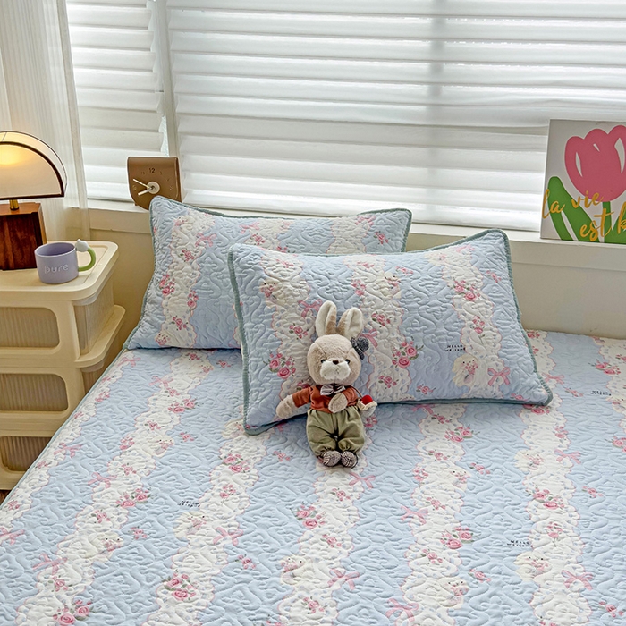 91家纺网 家纺一手货源 找家纺 悦织湾家纺 2025新款小清新印花四季通用床笠非全棉学生宿舍床笠二三件套 甜雾予月