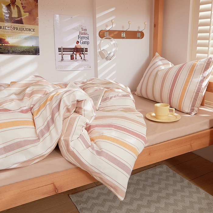 91家纺网 家纺一手货源 找家纺 DoDo 兜兜 2025新款全棉纯棉水洗棉学生三件套【可定做尺寸】    里威-深咖