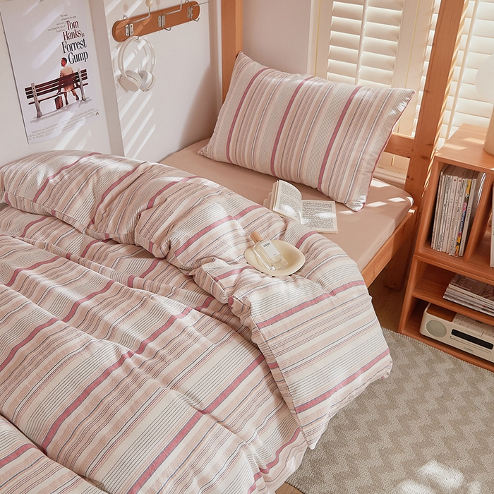 91家纺网 家纺一手货源 找家纺 DoDo 兜兜 2025新款全棉纯棉水洗棉学生三件套【可定做尺寸】    米拉-棕