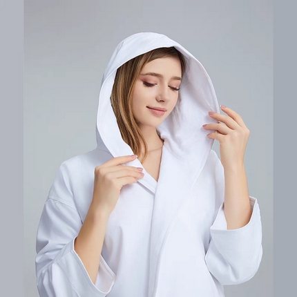 91家纺网 家纺一手货源 找家纺 （总）澜昕  酒店桃皮绒双层连帽浴袍四季通用男女同款 可定制刺绣