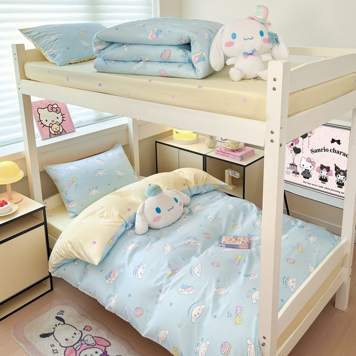 91家纺网 家纺一手货源 找家纺 暮思家居 2025新款三丽鸥授权全棉少女印花系列学生宿舍三件套四件套 云朵大耳狗