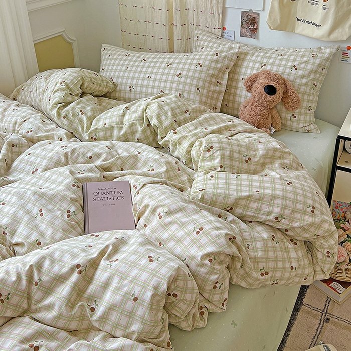 91家纺网 家纺一手货源 找家纺 耀悦家纺 2025新款13070全棉印花四件套 阡陌樱桃