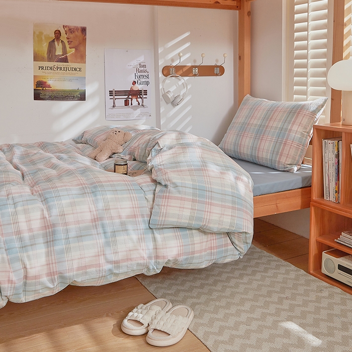 91家纺网 家纺一手货源 找家纺 DoDo 兜兜 2025新款全棉纯棉水洗棉学生三件套【可定做尺寸】    森沐-绿