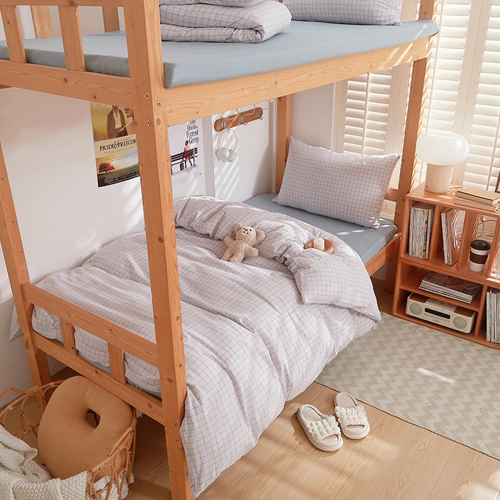 91家纺网 家纺一手货源 找家纺 DoDo 兜兜 2025新款全棉纯棉水洗棉学生三件套【可定做尺寸】    米雅-桔蓝